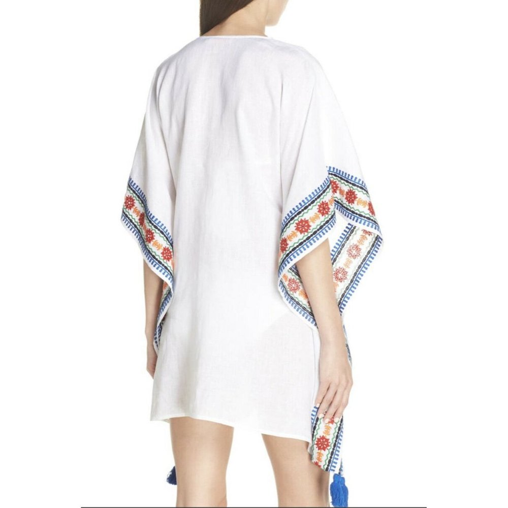 Tory Burch Ravena Embroidered Linen Beach Caftan - Picture 4 of 12